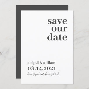 Einfache moderne Hochzeit ohne Foto retten das Dat Save The Date