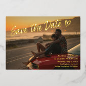 Einfache, moderne Hochzeit retten das Datum Folieneinladung (Vorderseite)