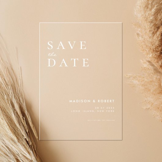 Einfache moderne Hochzeit rettet das Datum Acryleinladungen
