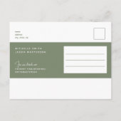 Einfache moderne Hochzeit rettet das Datum Postkarte (Rückseite)