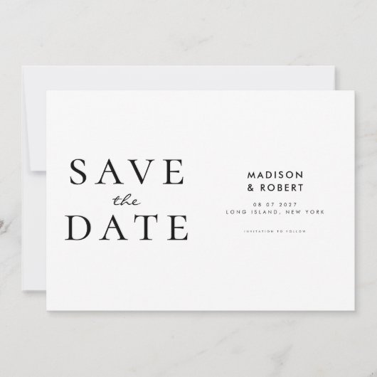 Einfache moderne Hochzeit rettet das Datum Save The Date (Vorderseite)