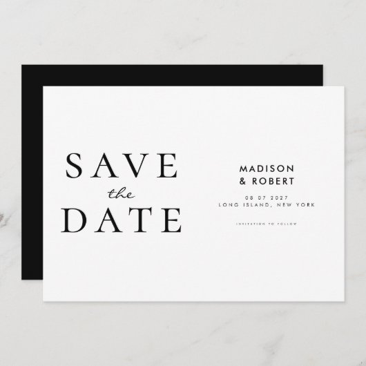 Einfache moderne Hochzeit rettet das Datum Save The Date (Vorne/Hinten)
