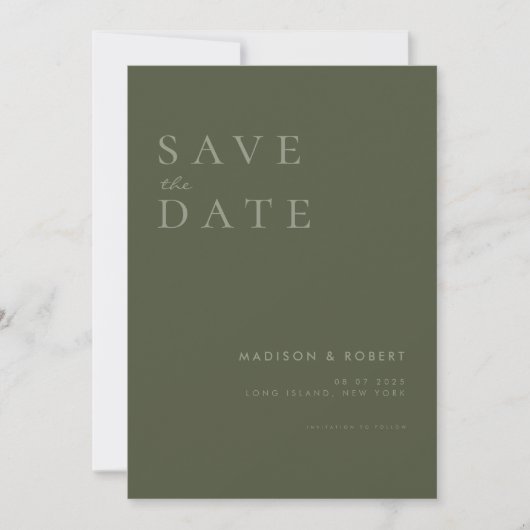 Einfache moderne Hochzeit rettet das Datum Save The Date (Vorderseite)