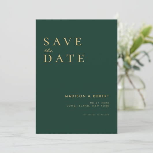 Einfache moderne Hochzeit rettet das Datum Save The Date (Stehend Vorderseite)