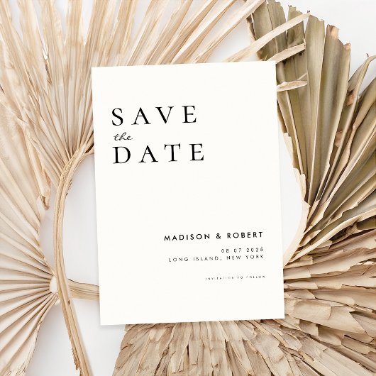 Einfache moderne Hochzeit rettet das Datum Save The Date