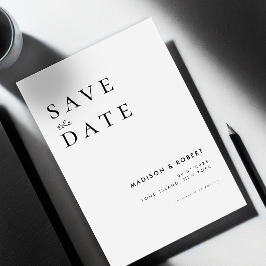 Einfache moderne Hochzeit rettet das Datum Save The Date