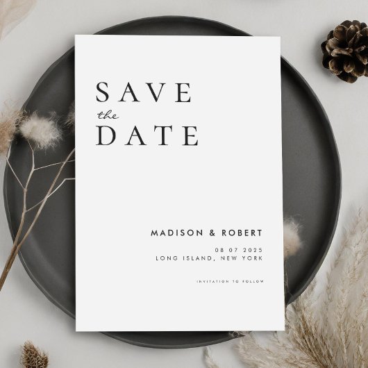 Einfache moderne Hochzeit rettet das Datum Save The Date
