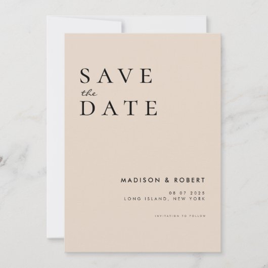 Einfache moderne Hochzeit rettet das Datum Save The Date (Vorderseite)