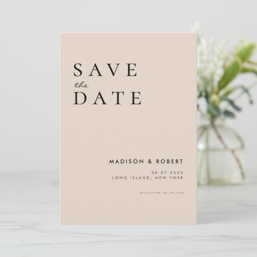 Einfache moderne Hochzeit rettet das Datum Save The Date (Stehend Vorderseite)