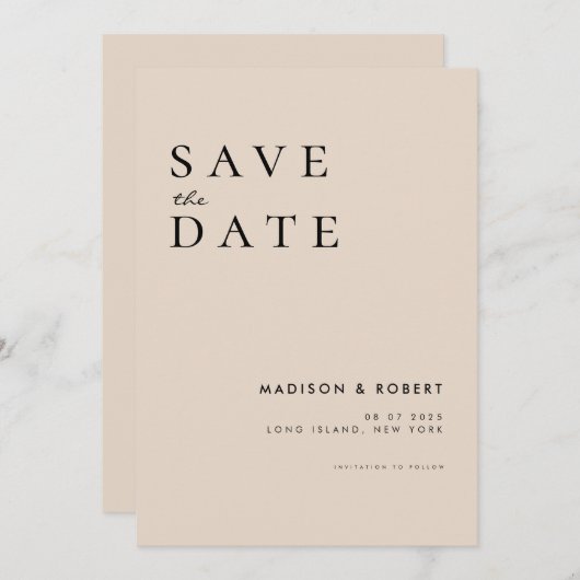 Einfache moderne Hochzeit rettet das Datum Save The Date (Vorne/Hinten)