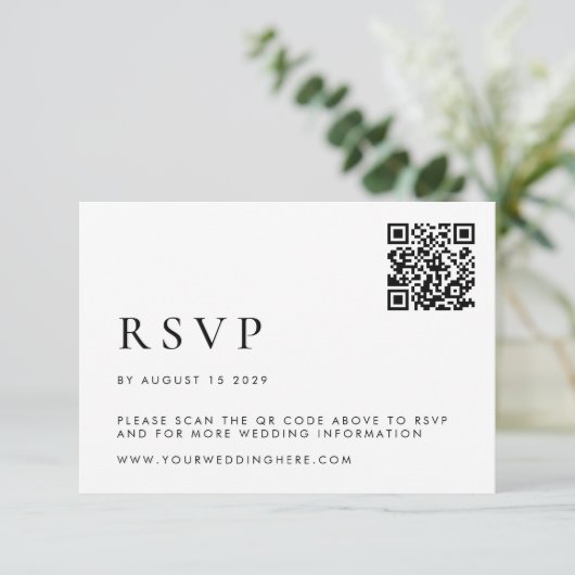 Einfache moderne Hochzeit RSVP Karte (Stehend Vorderseite)