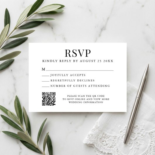 Einfache moderne Hochzeit RSVP Karte