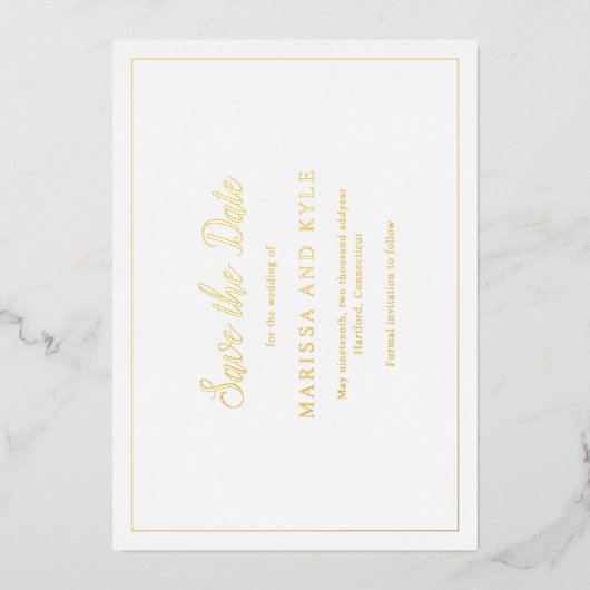 Einfache moderne Hochzeit Save the Date Folieneinladung (Vorderseite)