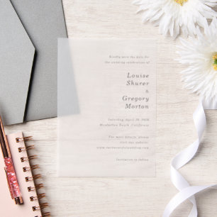 Einfache moderne Hochzeit - Save the Date Pergament Einladungen