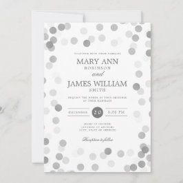 Einfache moderne Hochzeit Silver Confetti Einladung