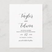 Einfache moderne Hochzeit spart das Datum Ankündigungspostkarte (Vorderseite)