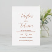 Einfache moderne Hochzeit spart die Rose des Datum Folieneinladung (Stehend vorne)