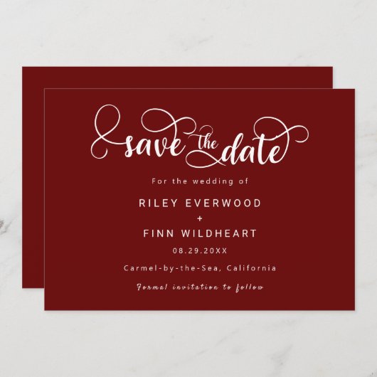 Einfache moderne Hochzeit speichern Sie das Datum  Save The Date (Vorne/Hinten)