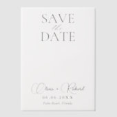 Einfache moderne Hochzeit speichert das überlagert Pergament Einladungen (Vorderseite)