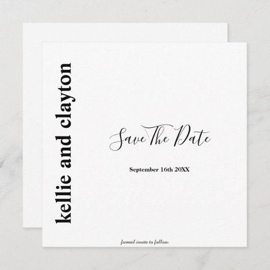 Einfache moderne Hochzeiten sichern das Datum Save The Date (Vorne/Hinten)