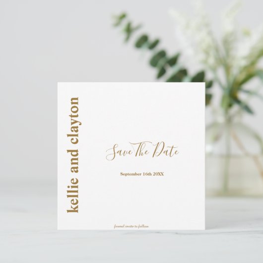 Einfache moderne Hochzeiten sichern das Datum Save The Date (Stehend Vorderseite)