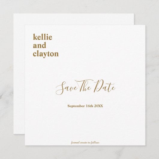 Einfache moderne Hochzeiten sichern das Datum Save The Date (Vorne/Hinten)