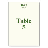 Einfache moderne Hochzeitkarte für Monogram-Tischn Tischnummer (Vorderseite)