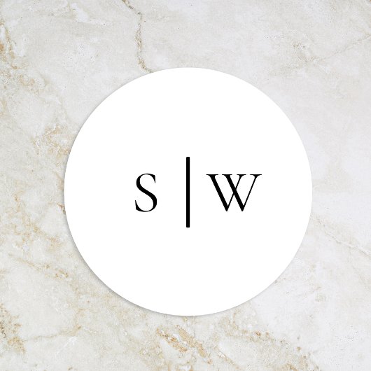 Einfache moderne Hochzeitmonogramm-Umschlag Aufkle Runder Aufkleber