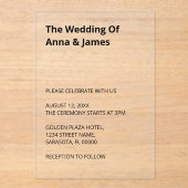 Einfache moderne Hochzeitsakryleinladung Acryleinladungen (Vorderseite)