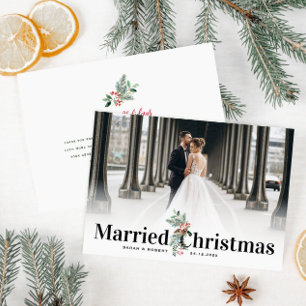 einfache, moderne Hochzeitsankündigung Postkarte