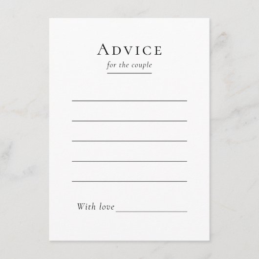 Einfache moderne Hochzeitsberatungskarte Hinweiskarte (Vorderseite)