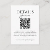 Einfache moderne Hochzeitsdetails mit QR-Code Begleitkarte (Vorderseite)