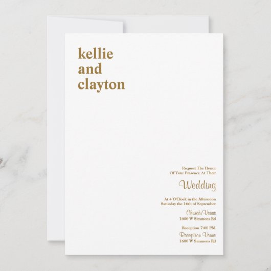 Einfache, moderne Hochzeitsfeier Einladung (Vorderseite)