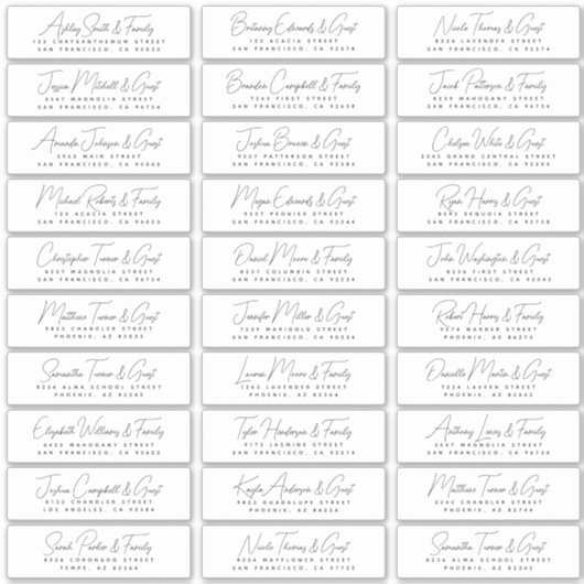 Einfache moderne Hochzeitsgäste und Adresse Aufkleber (Vorderseite)