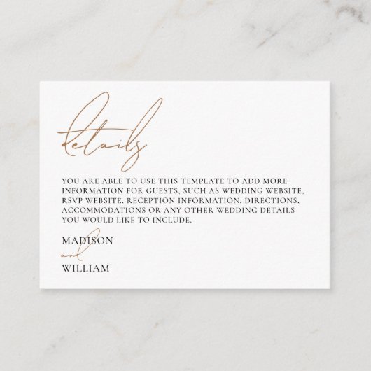 Einfache moderne Hochzeitskarte Begleitkarte (Vorderseite)