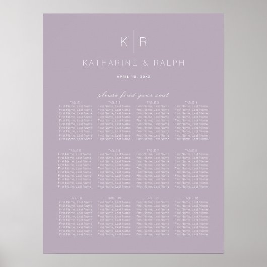 Einfache moderne Hochzeitskarte für Lilac Poster (Vorne)