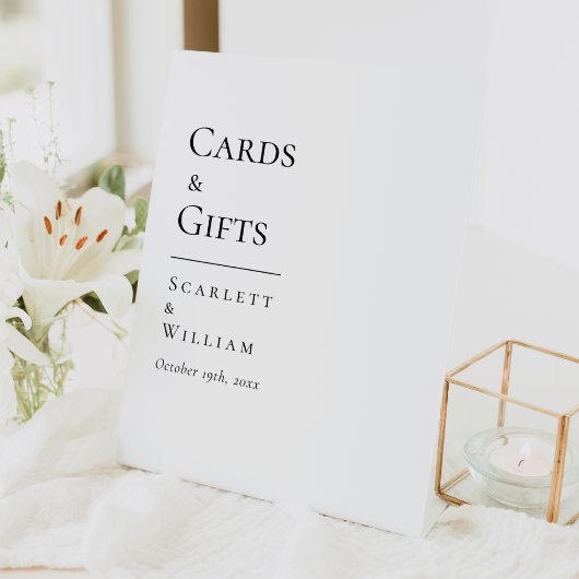 Einfache moderne Hochzeitskarten und Geschenkzeich Sockelschild