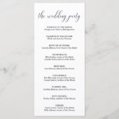 Einfache moderne Hochzeitsmesse / Zeremonie Progra Programm (Rückseite)