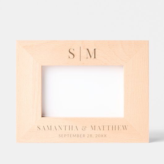 Einfache moderne Hochzeitsmonogramm Geätzte Rahmen (Vorderseite)