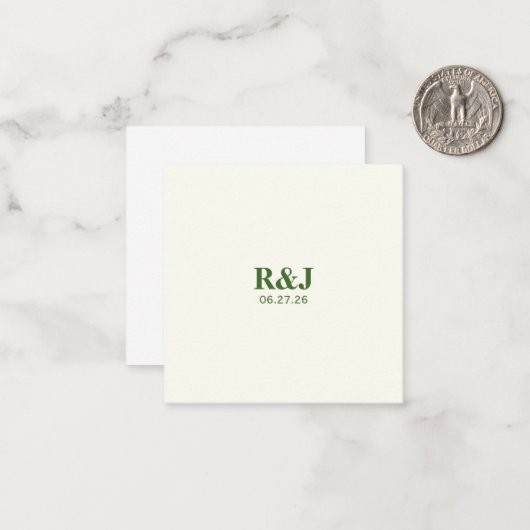 Einfache moderne Hochzeitsmonogramm Mitteilungskarte (Vorderseite/Rückseite Beispiel)