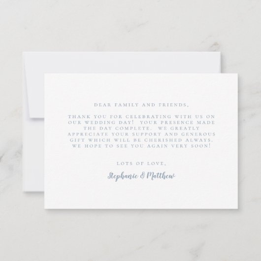 Einfache moderne Hochzeitsnachricht Dankeskarte (Rückseite)