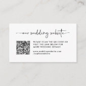 Einfache moderne Hochzeitwebseite QR Code Begleitkarte (Vorderseite)