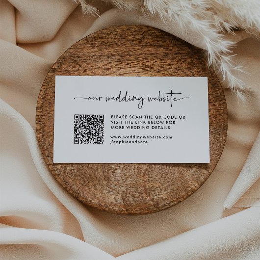 Einfache moderne Hochzeitwebseite QR Code Begleitkarte