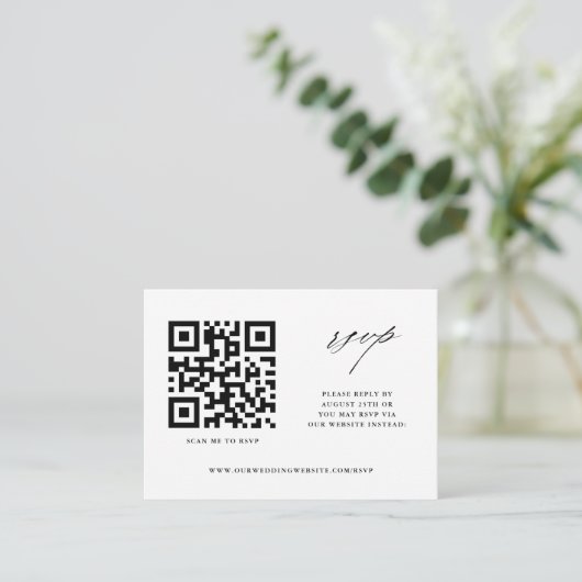 Einfache moderne Hochzeitwebseite UAWG mit QR-Code Begleitkarte (Stehend Vorderseite)