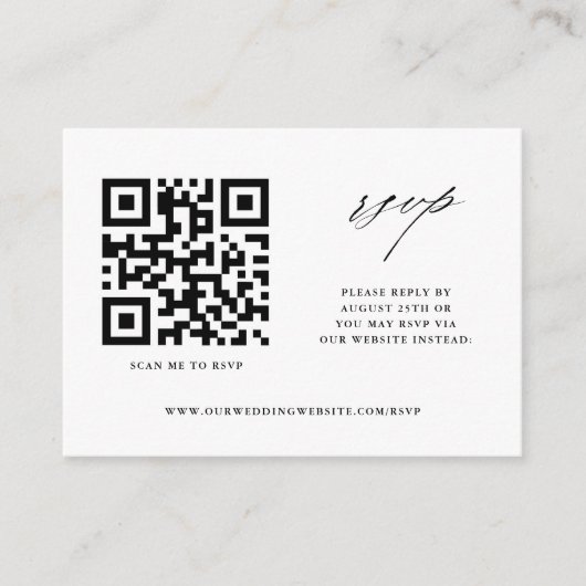 Einfache moderne Hochzeitwebseite UAWG mit QR-Code Begleitkarte (Vorderseite)