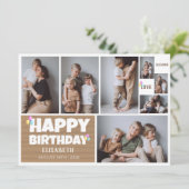 Einfache moderne Holz Geburtstag Stilvolle FotoCol Karte (Stehend Vorderseite)
