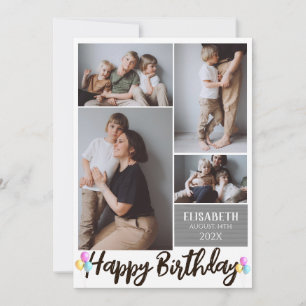 Einfache moderne Holz Geburtstag Stilvolle FotoCol Karte