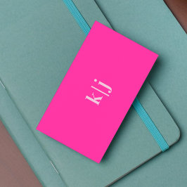 Einfache, moderne, Hot Pink Monogram QR Code Visitenkarte