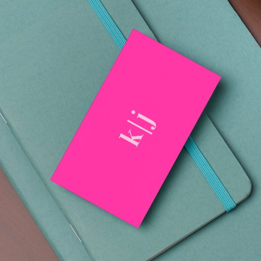 Einfache, moderne, Hot Pink Monogram QR Code Visitenkarte