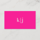 Einfache, moderne, Hot Pink Monogram QR Code Visitenkarte (Vorderseite)